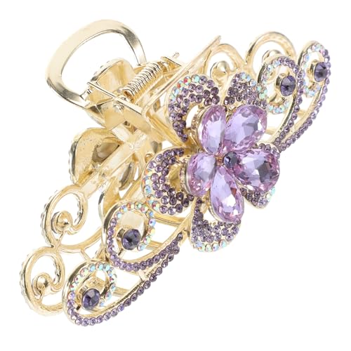CLISPEED Große Haarklammer mit Strass für Damen Doppelseitige Blumen Haarklammer aus Legierung und Strass Haaraccessoire für Festliche Anlässe und Alltag von CLISPEED