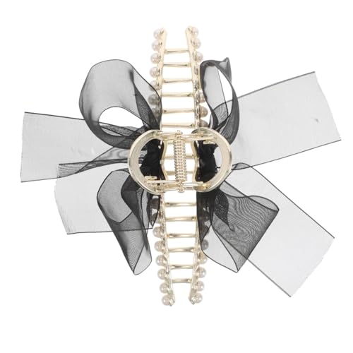 CLISPEED Große Haarkralle mit Schleife und Kunstperlen Eleganter Haarklammer für Dickes Haar Vielseitiger Haarschmuck für Damen für Hochzeit Alltag und Besondere Anlässe von CLISPEED
