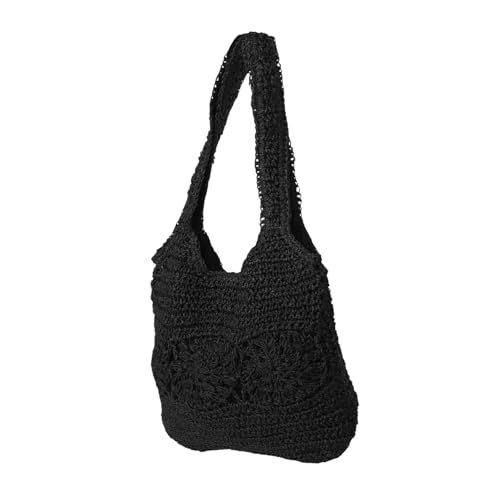 CLISPEED Große Handgewebte Strohtasche Strand Tote Bag mit Ergonomischen Schulterriemen Geräumigem Innenraum und Minimalistischer Eleganz für Reisen Picknick und Alltag von CLISPEED