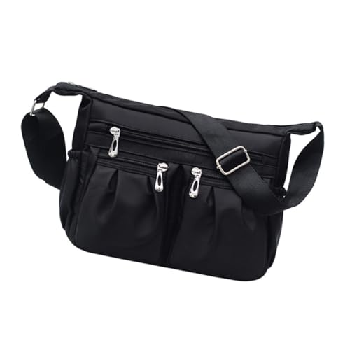 CLISPEED Große Kapazität Damen Crossbody Bag mit Verstellbarem Schultergurt Multi Taschen Design Vielseitige Umhängetasche für Alltag Reisen Shopping Schwarze Modische Messenger Tasche von CLISPEED