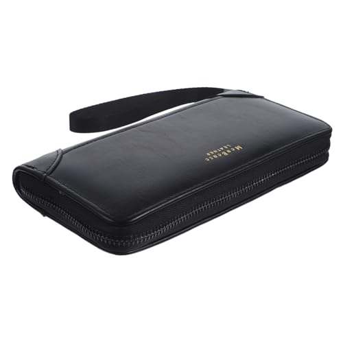 CLISPEED Große Kapazität Herren Langbörse PU Geldbörse mit Reißverschluss Multifunktionaler Kartenhalter Handgelenktasche Schwarz Langlebig und Kratzfest von CLISPEED