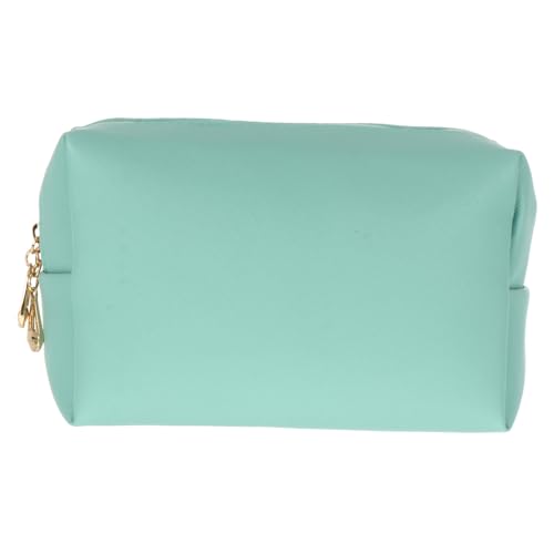 CLISPEED Große Kapazität Kosmetiktasche Damen Quadratische PU Handtasche mit Kreuzmuster Praktische Makeup Tasche Leichte Kulturtasche für Reisen und Alltag Kleines Modell in Hellgrün von CLISPEED