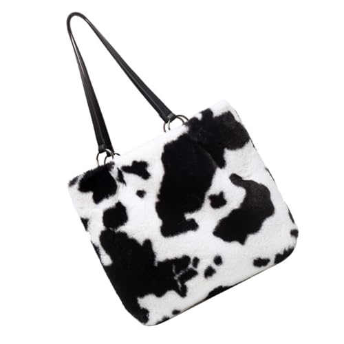 CLISPEED Große Kapazität Plüsch Schultertasche Damen Umhängetasche Weiche Handtasche Modisch Vielseitig für Alltag Shopping Reise von CLISPEED