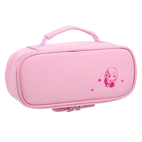 CLISPEED Große Oxford Federmappe mit Zahlenschloss Tragbare Stiftetasche für Schüler Geräumiger Organizer für Schulbedarf Praktisches Mäppchen mit Griff in Rosa von CLISPEED