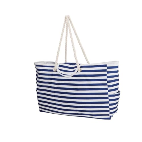 CLISPEED Große Strandtasche Damen Gestreift All Match Outdoor Badetasche mit Hoher Kapazität Robuste Handtasche für Reisen Shopping und Freizeit von CLISPEED