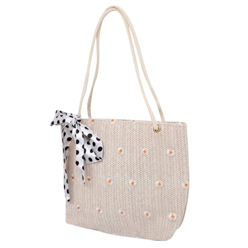 CLISPEED Große Strohtasche Damen Schultertasche Geflochtene Handtasche mit Schleifen Design Modisch Strapazierfähig Leichter Tragetasche für Strand Reisen und Alltag Stilvolle CLISPEED Große Strohtasche Damen Schultertasche Geflochtene Handtasche mit Schleifen Design Modisch Strapazierfähig Leichter Tragetasche für Strand Reisen und Alltag Stilvolle von CLISPEED