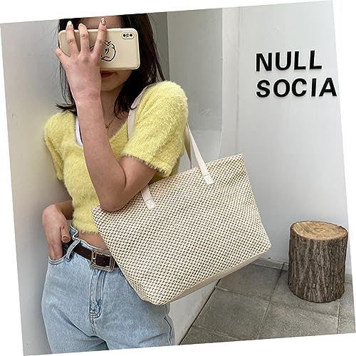 CLISPEED Große Strohtasche Damen Schultertasche Geflochtene Tragetasche Leicht Strandtasche Modehandtasche für Sommer Strand Einkauf Alltag von CLISPEED
