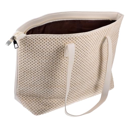 CLISPEED Stroh-umhängetasche Gewebt Für Damen Große Sommer-strand-handtasche Mit Reißverschluss Robuste Tragetasche Für Reisen Und Alltag von CLISPEED