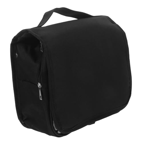 CLISPEED Große Toiletry Bag mit Haken zum Aufhängen Faltbar Reißverschluss Kosmetiktasche Tragbare Schwarze Travel Bag für Frauen Wasserabweisend Langlebig Geräumig für Unterwegs von CLISPEED