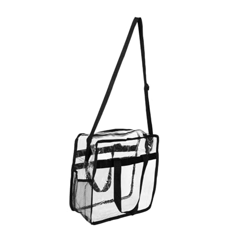 CLISPEED Große Transparente PVC Umhängetasche mit Verstellbarem Schulterriemen Klarer Kulturbeutel für Damen und Herren Vielseitige Reise Strandtasche Praktische Handtasche mit Griff von CLISPEED