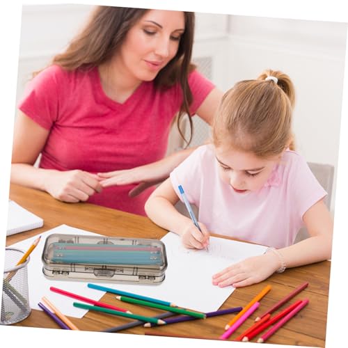 CLISPEED Große Transparente Stiftebox mit Doppelter Aufbewahrung Hoher Kapazität Praktischer Trennwand Robuster Hartschale für Büro Schule und Zuhause Übersichtlicher Stift und von CLISPEED