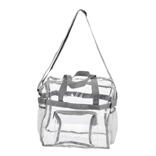 CLISPEED Große Transparente Strandtasche Damen mit Reißverschluss Wasserabweisend PVC Handtasche Umhängetasche für Reisen Strand Pool Alltag von CLISPEED