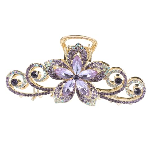 CLISPEED Großer Haarkralle Clip Damen mit Blumen Design und Funkelnden Strasssteinen Stabiler Haarschmuck für Festen und Eleganten Look Geeignet für Dickes Haar und Besondere Anlässe von CLISPEED