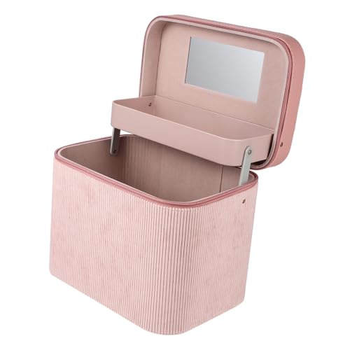 CLISPEED Großer Kosmetikkoffer mit Spiegel Tragbarem Handgriff Robustem Material Leichtem Design für Damen Reise und Makeup Aufbewahrung Praktischer Organizer Tasche in Rosa von CLISPEED