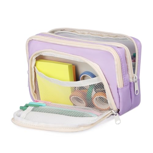 CLISPEED Großes Federmäppchen mit Reißverschluss Vielseitige Stoff Stifttasche für Schule und Kosmetik Geräumiger Organizer mit Mehreren Fächern Waschbarer Tragbarer Stiftebeutel für von CLISPEED