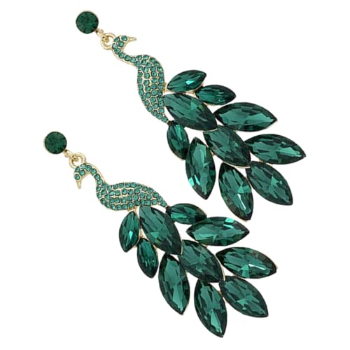 CLISPEED Grüne Glitzer Pfau Ohrringe Damen Leicht Elegant Modisch Boho Schmuck Ethno Stil Tropfen Ohrhänger für Alltag Party Dating von CLISPEED