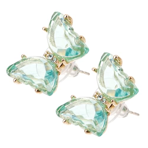 CLISPEED Grüne Schmetterling Ohrstecker Damen Ohrschmuck mit Funkelnden Transparenten Zirkonia Minimalistischer Stil Hypoallergen Leicht und Bequem für Tägliches Tragen von CLISPEED