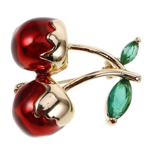 CLISPEED Grüne Zirkonia Kirsche Brosche Pin Glänzend Strapazierfähig Modisch für Damen Anstecknadel Kleidung Schal Hut Dekoration Party Accessoire von CLISPEED