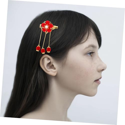 CLISPEED Haarklammern mit Blumen und Quaste Chinesischer Hanfu Haarschmuck Retro Haarspangen für Mädchen Sicherer und Langlebiger Haarschmuck Bezaubernde Kopfbedeckung für Alltag und von CLISPEED