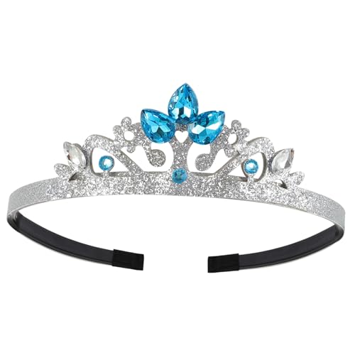 CLISPEED Haarkrone Stirnband mit Schneeflocken und Funkelnden Kristallen Blaues Haarschmuck Accessoire für Mädchen Geeignet für Geburtstagsfeiern Partys und Festliche Anlässe von CLISPEED