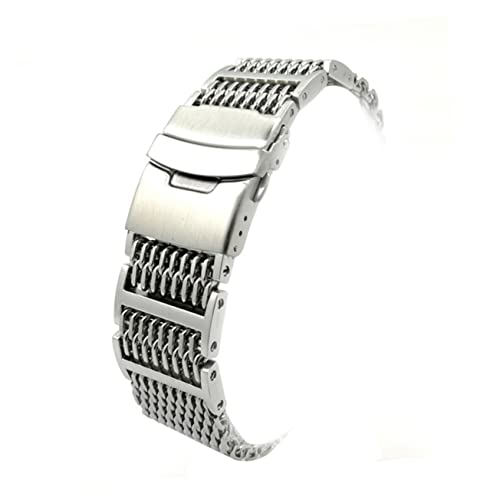 CLISPEED Edelstahl Uhrenarmband Mit Haifischnetz Design Armband Ersatz Silber Armband Für Herren Uhrarmband Metall Band von CLISPEED
