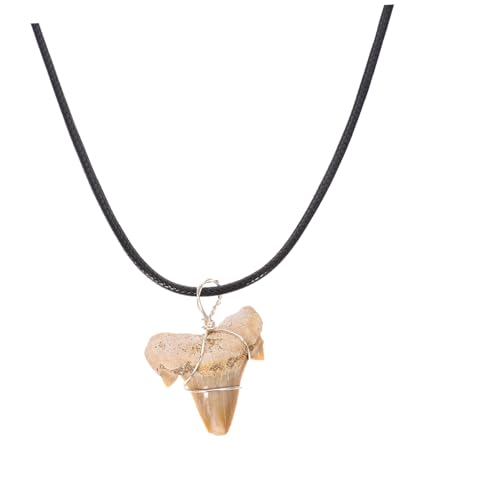 CLISPEED Haifischzahn Anhänger Halskette für Männer Surfer Stil Pendant mit Lederband Dekoratives Schmuckstück für Outdoor Aktivitäten und Besondere Anlässe von CLISPEED