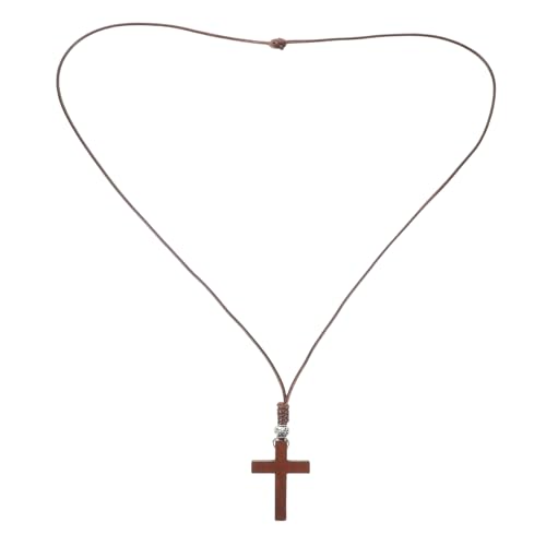 CLISPEED Holzkreuz Anhänger Mit Langer Kette Religiöser Holz Kreuz Schmuck Kruzifix Für Männer Und Frauen Naturmaterial Schutzsymbol Für Alltag Und Anlässe von CLISPEED