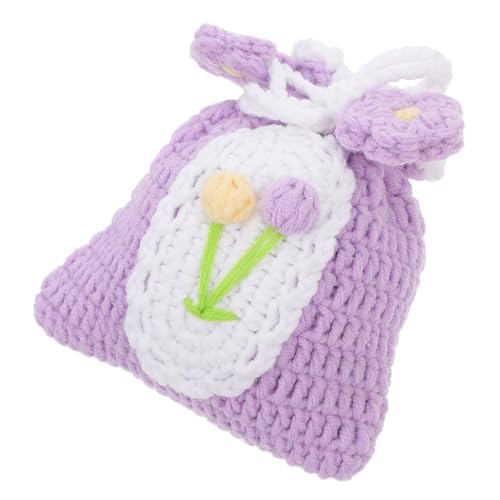 CLISPEED Handgefertigte Kleine Häkelgeldbörse Damen Langlebig mit Kordelzug Niedliche Mini Münztasche Modisches Täschchen für Alltag und von CLISPEED