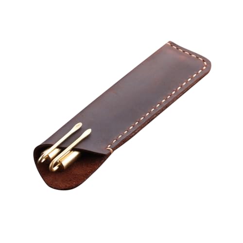 CLISPEED Handgefertigte Leder Stifteetui Vintage Stil Echtes Rindsleder Schützende Federmäppchen Tasche für Büro Schule Eleganter Stifthalter für Schreibwaren Aufbewahrung Geschenkidee in von CLISPEED
