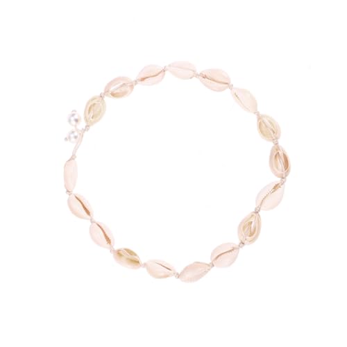 CLISPEED Handgefertigte Muschel Halskette Damen Hawaii Stil Weißer Faden Armband Schmuck für Frauen Mädchen von CLISPEED