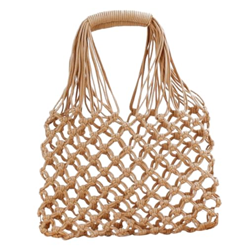 CLISPEED Handgefertigte Sommerliche Strohtasche mit Hohlmuster Leichte Geflochtene Handtasche in Khaki Vielseitige Strandtasche für Damen Geräumig und Modisch für Alltag und von CLISPEED