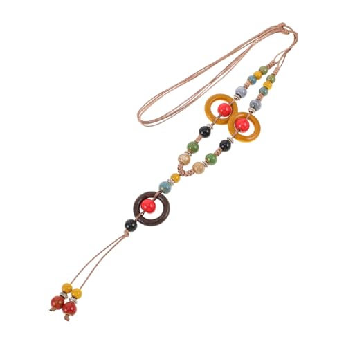CLISPEED Handgefertigte Vintage Geflochtene Halskette mit Buntperlen und Quaste Stilvolles Schmuckstück für Frauen für Freizeit und Büro von CLISPEED