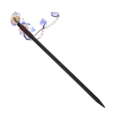 CLISPEED Handgefertigter Holz Haarstab mit Perlenblumen Chinesischer Haarnadel für Langes Haar Antiker Haarschmuck im Hanfu Stil Eleganter Haarhalter für Damen Traditionelles Accessoire von CLISPEED
