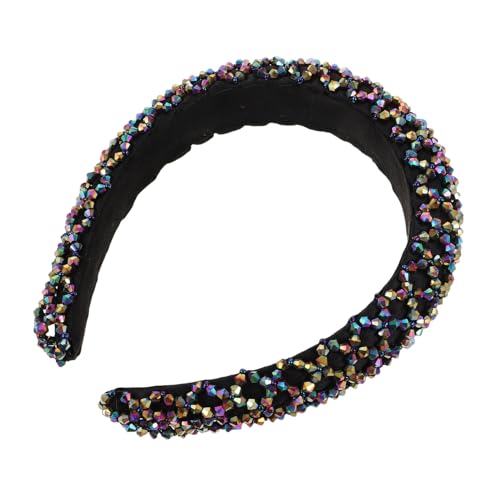 CLISPEED Handgefertigtes Breites Haarband mit Bunten Perlen und Funkelnden Strasssteinen Stilvolles Haarschmuck-accessoire für Damen Komfortabel Sicherer Sitz Boho-chic für Trendbewusste von CLISPEED