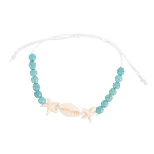 CLISPEED Handgefertigtes Muschelarmband Damen Verstellbares Armband Mit Naturstein Perlen Blau Boho Schmuck Für Alltag Und von CLISPEED