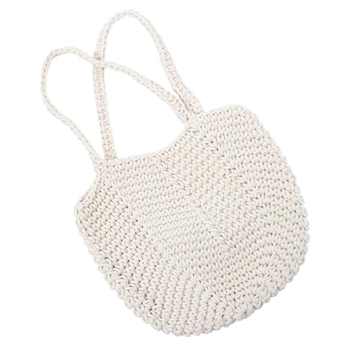 CLISPEED Handgewebte Baumwoll strandtasche Damen Schultertasche Praktisch Vielseitig Urlaub Einkaufstasche Alltagstasche Geschenkidee von CLISPEED