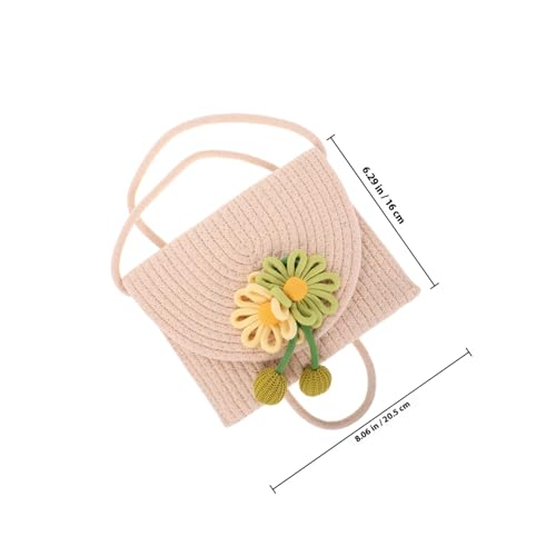 CLISPEED Handgewebte Kleine Umhängetasche mit Blumenmotiv Leichte Strohtasche für Damen Modische Crossbody Handytasche für Urlaub und Sommer Trendige Schultertasche für Junge Mädchen von CLISPEED