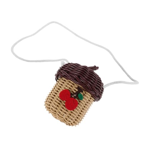 CLISPEED Handgewebte Schultertasche Acorn Form Imitation Rattan Kleine Tragbare Umhängetasche Wandkorb Multifunktional Für Jungen Mädchen Alltag Spielzeugaufbewahrung von CLISPEED