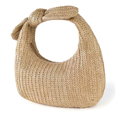 CLISPEED Handgewebte Strandtasche Damen Handtasche für Sommer Leicht Langlebig Einkäufe Partys Strandbesuche Vielseitige Clutch von CLISPEED
