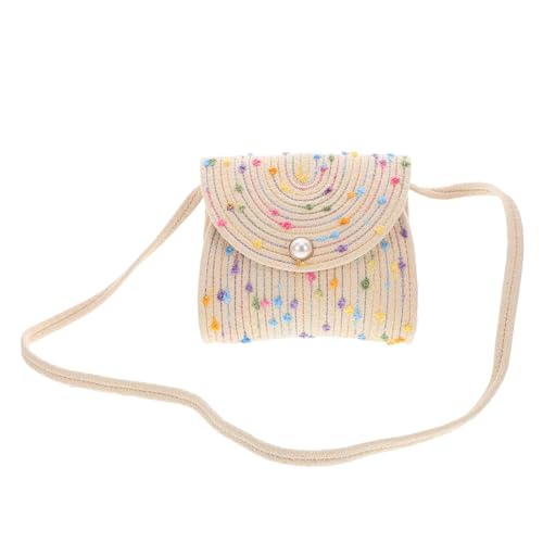 CLISPEED Handgewebte Strohtasche Damen Verstellbare Crossbody Umhängetasche Kleine Boho Strandtasche Neutralem Farbton Leichte Sommer Tasche für Urlaub Alltag und Freizeit von CLISPEED