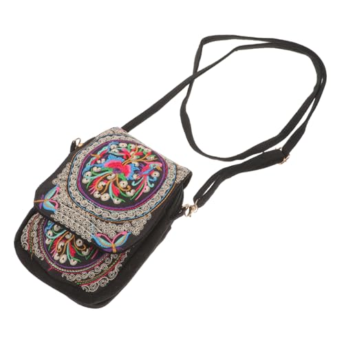 CLISPEED Handytasche Umhängetasche Damen Bestickte Schultertasche mit Blumenmuster Leichter Crossbody Beutel für Mobiltelefon und Münzen Modisch für Shopping und Reisen Geeignet von CLISPEED