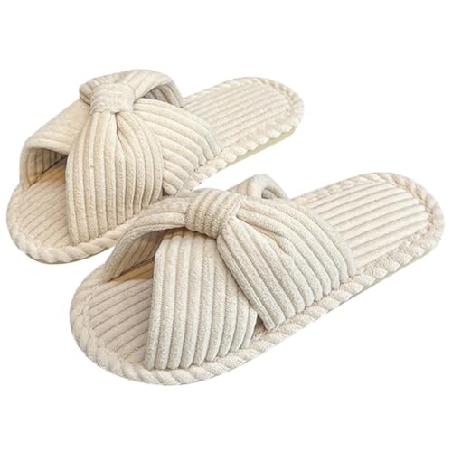 CLISPEED Hausplüschslipper Damen Offen Zehen Flauschige Weiche Rutschfeste Hausschuhe mit Langlebiger Sohle Waschbar Bequeme Indoor pantoffeln für Herbst und Winter Geschenkidee von CLISPEED