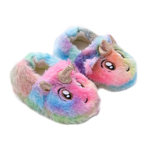 CLISPEED Hausschuhe mit Einhorn motiv Warme Flauschige Winter pantoffeln Rutschfest Atmungsaktiv und Komfortabel Geeignet für Drinnen und Draußen Bunte Plüschoptik von CLISPEED