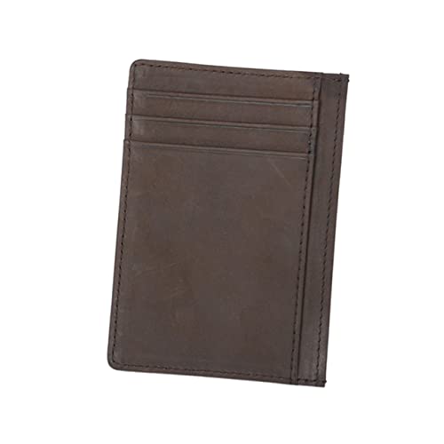CLISPEED Herren Geldbörse Vintage Münzfach Kompaktes Design Unisex Kreditkartenetui Rindsleder Kaffee Farbe Portemonnaie für Alltag und Reisen von CLISPEED