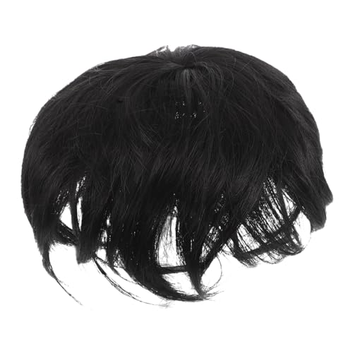 CLISPEED Herren Haarteil Topper aus Echtem Haar Atmungsaktiv Kurz Nahtlos Integrierbar Langlebig Natürliches Aussehen Haarersatz für Dünnes Haar Schwarzes Haarstück von CLISPEED