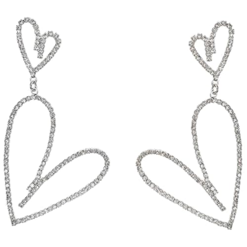 CLISPEED Herz Tropfenohrringe Damen Hängend Glitzer Strass Design Lange Ohrringe Party Schmuck Valentinstag für Frauen Dance Accessoire CLISPEED Herz Tropfenohrringe Damen Hängend Glitzer Strass Design Lange Ohrringe Party Schmuck Valentinstag für Frauen Dance Accessoire von CLISPEED