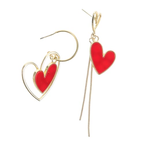 CLISPEED Herzförmige Ohrringe für Damen Asymmetrisches Design mit Dynamischen Quasten Leichter Modeschmuck für Partys Dates und Besondere Anlässe Modischer und Süßer Look CLISPEED Herzförmige Ohrringe für Damen Asymmetrisches Design mit Dynamischen Quasten Leichter Modeschmuck für Partys Dates und Besondere Anlässe Modischer und Süßer Look von CLISPEED