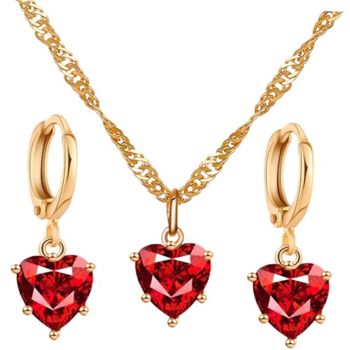 CLISPEED Herzförmiges Schmuckset Damen Halskette Ohrstecker Set mit Zirkonia Anhänger Vintage Stil Hautfreundlich Langlebig als für Geburtstag Weihnachten Party und Alltag CLISPEED Herzförmiges Schmuckset Damen Halskette Ohrstecker Set mit Zirkonia Anhänger Vintage Stil Hautfreundlich Langlebig als für Geburtstag Weihnachten Party und Alltag von CLISPEED