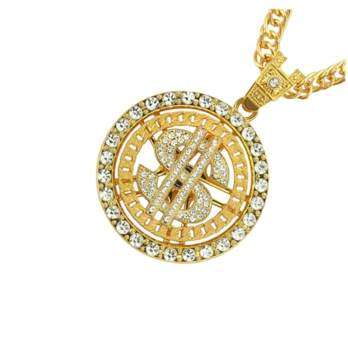 CLISPEED Hip Hop Kette Herren Goldkette mit Anhänger Dollarzeichen Kreatives Design Leichtes Legierungsmaterial Modisches Schmuckstück für Party Nachtclub und Alltag für Männer und von CLISPEED