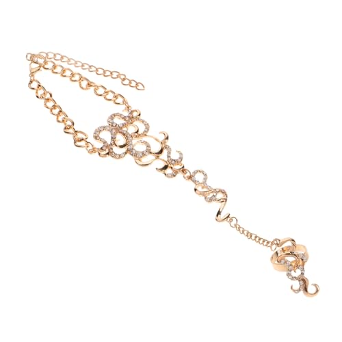 CLISPEED Hohle Fußkette mit Zehenring Verstellbares Boho Schmuckstück für Damen Goldfarbene Sandalen Fußkette mit Filigranem Blumenmuster für Sommer und Strand Knöchelketten von CLISPEED